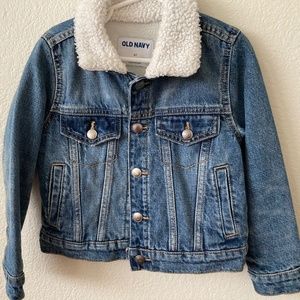 Old Navy toddler denim Sherpa lined jacked “BRAND NEW” never worn